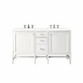 James Martin Vanities Addison 60in Double Vanity, Glossy White w/ 3 CM White Zeus Quartz Top E444-V60D-GW-3WZ